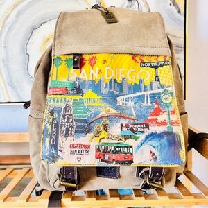 United Streets of Art | Canvas and leather graphic front Backpack